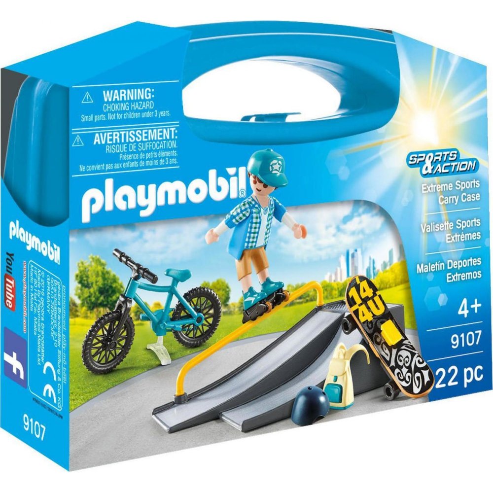 Playmobil Βαλιτσάκι Skateboarder με πίστα και ποδήλατο 