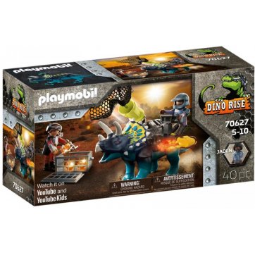 Playmobil Playmobil Dino Rise Τρικεράτωψ Με Πανοπλία-Κανόνι Και Μαχητές 