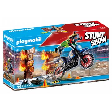 Playmobil Motocross bike with flaming wall