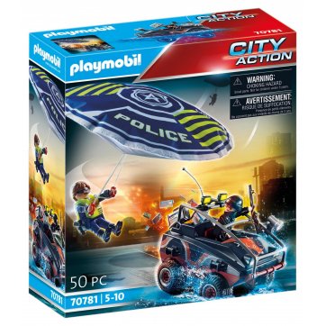 Playmobil Amphibious vehicle chased by a police parachute
